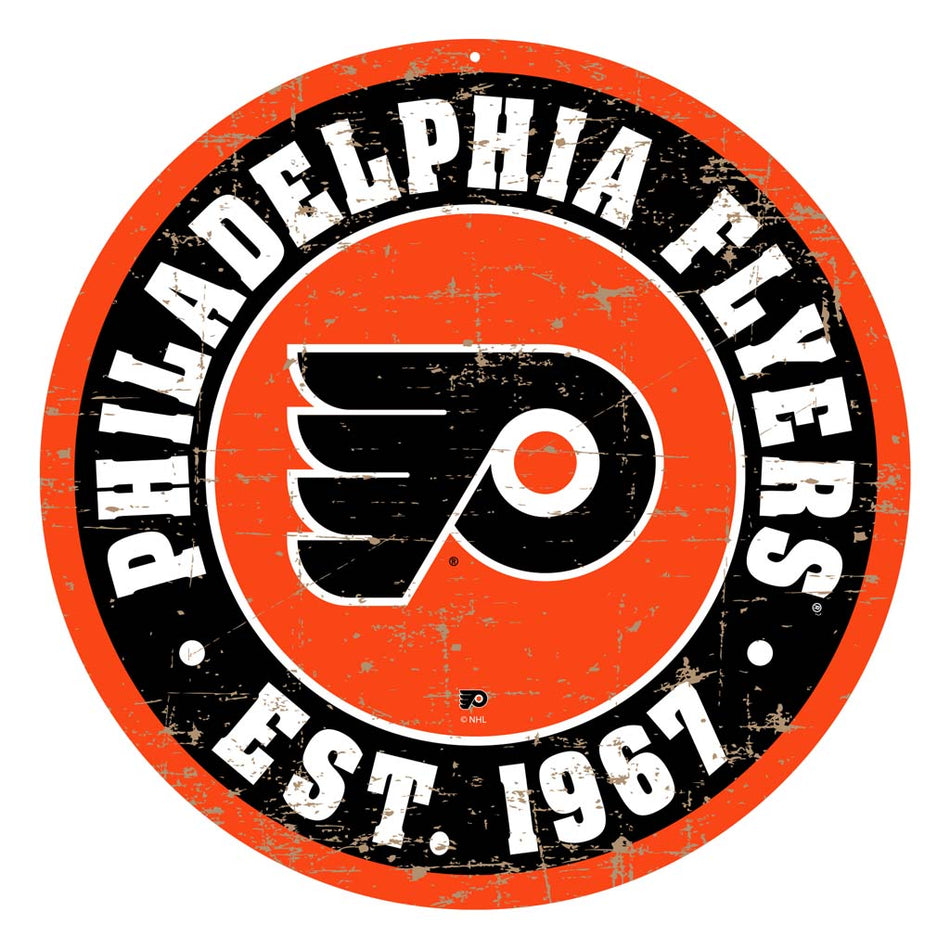 Philadelphia Flyers Sign - 22" Round Distressed Logo