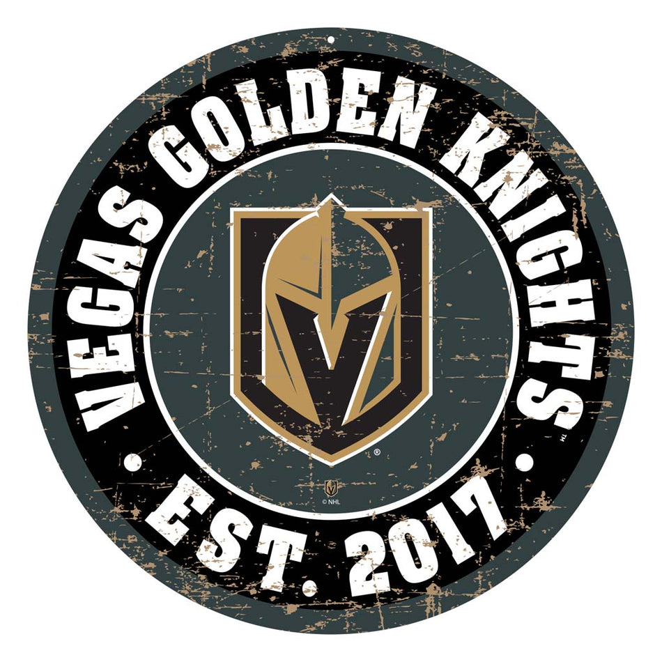 Vegas Golden Knights Sign - 22" Round Distressed Logo