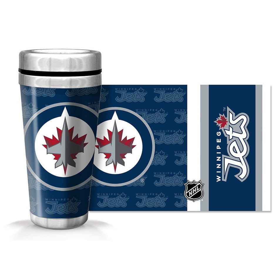 Winnipeg Jets 16oz Full Wrap Wallpaper Travel Mug - Hockey Hall of Fame