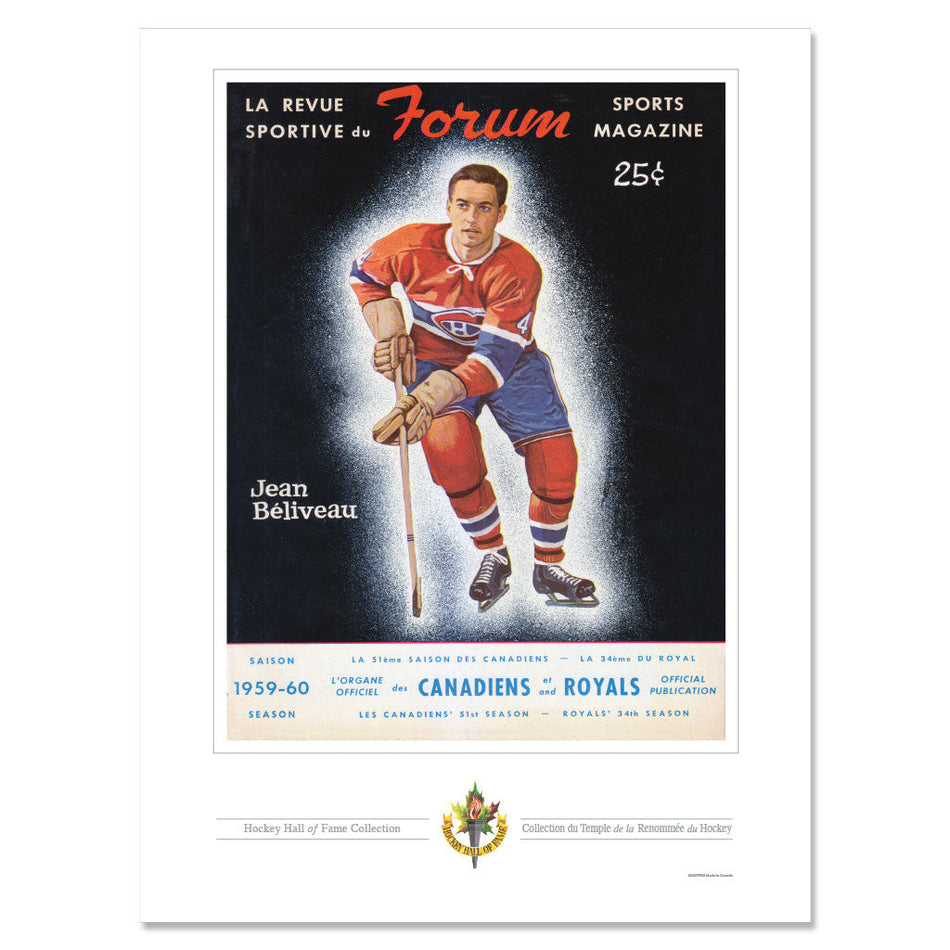 Montreal Canadiens Program Cover Replica Print - Jean Beliveau 1959 at the Forum