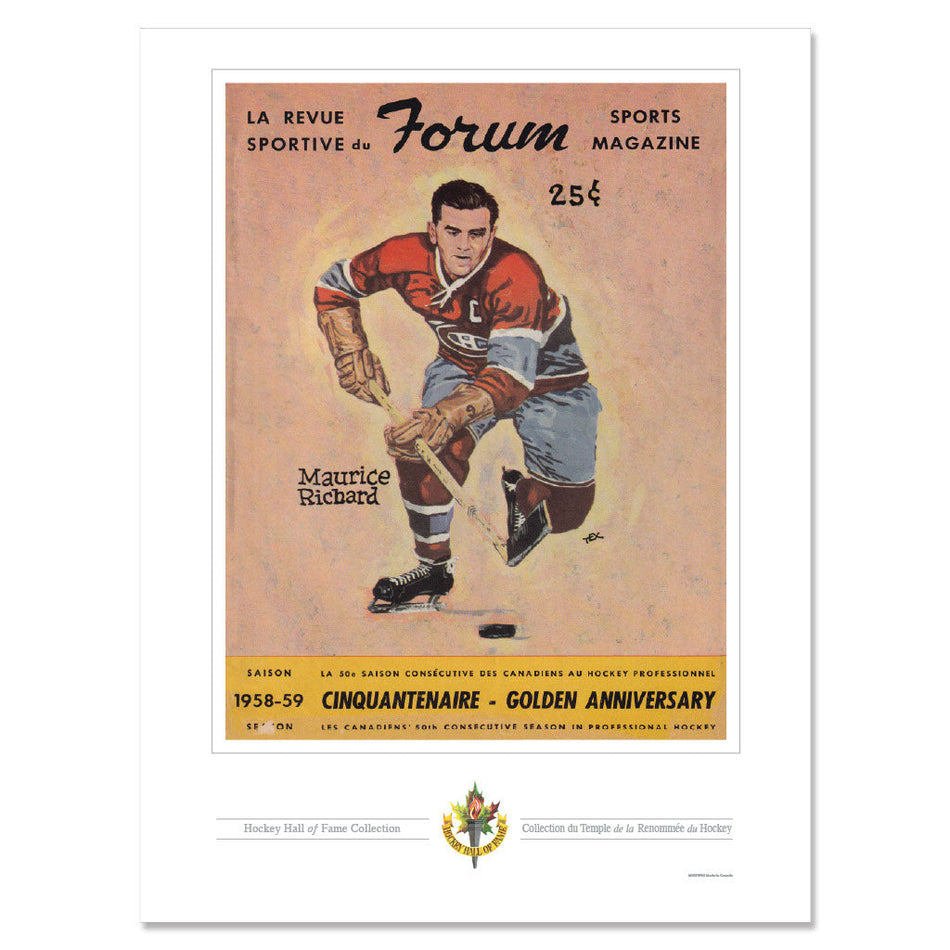 Montreal Canadiens Program Cover Replica Print - Maurice "Rocket" Richard at the Forum
