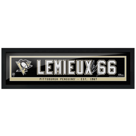 Pittsburgh Penguins Mario Lemieux Frame - 6" x 22" Name Bar with Replica Autograph - Hockey Hall of Fame
