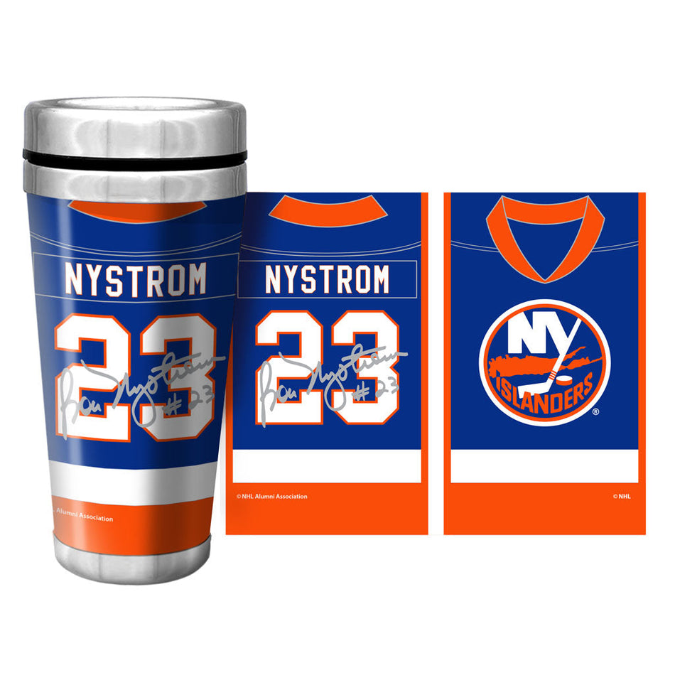 New York Islanders Bob Nystrom Travel Mug - Full Wrap Replica Signature