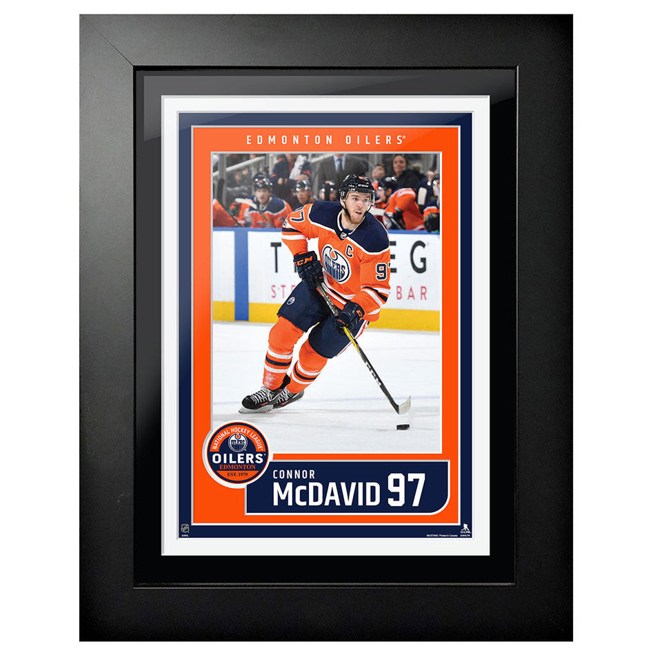 Edmonton Oilers Connor McDavid Frame - 12" x 16" Away Jersey Block Design