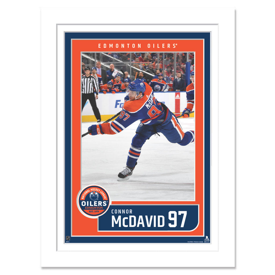 Edmonton Oilers Connor McDavid Print - 12" x 16" Home Jersey Block Design