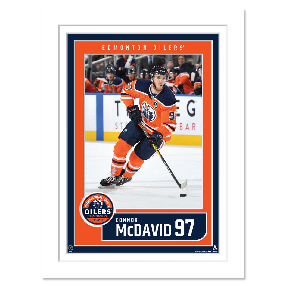 Edmonton Oilers Connor McDavid Print - 12" x 16" Away Jersey Block Design