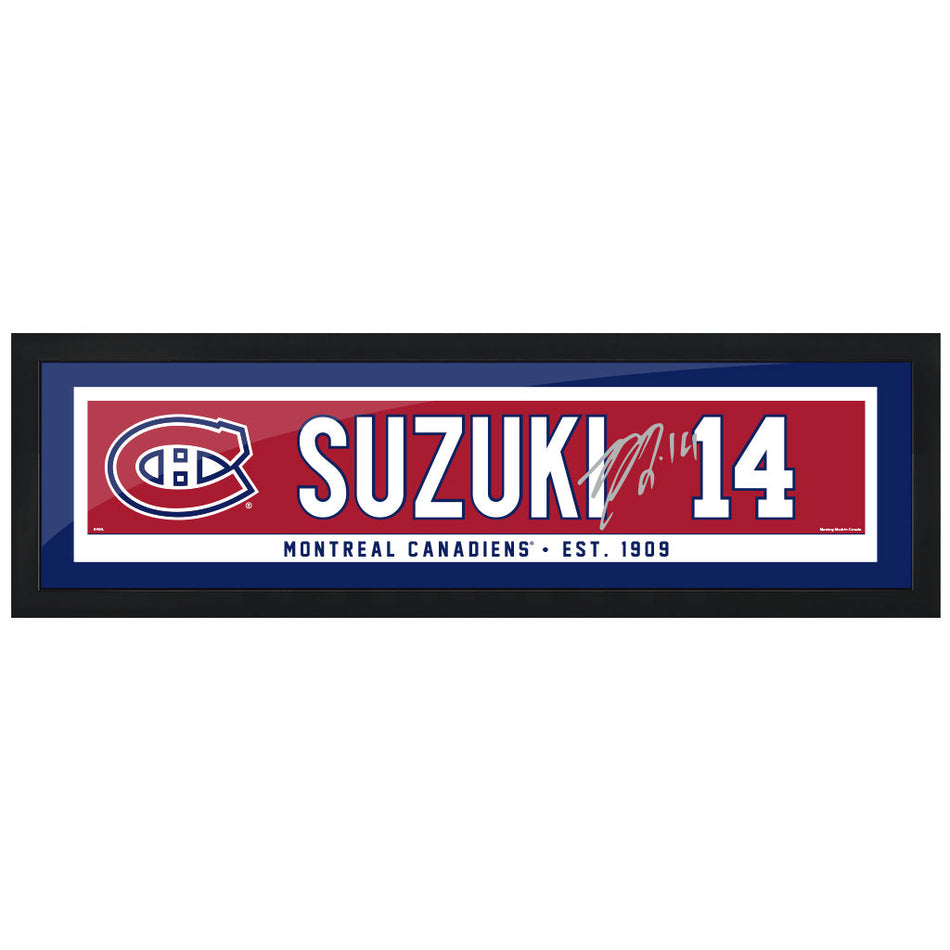 Montreal Canadiens Suzuki Framed Player Name Bar with Replica Autograph