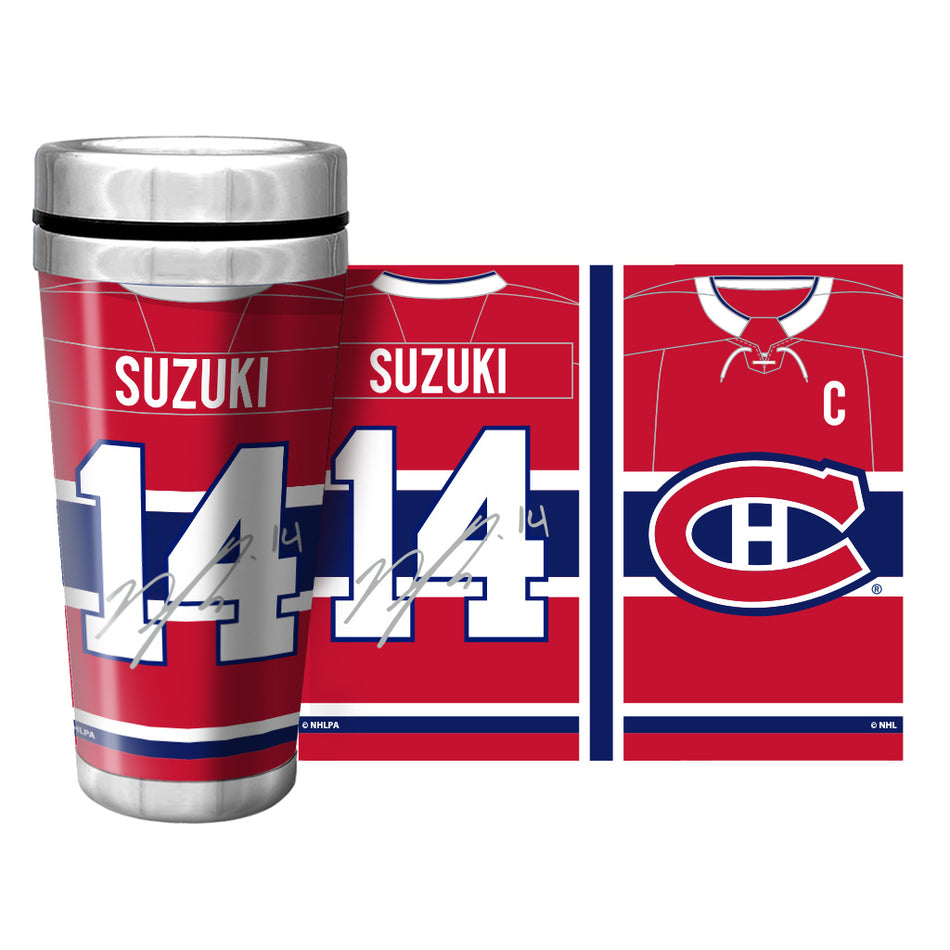 Montreal Canadiens Suzuki Travel Mug Player Number with Replica Autograph