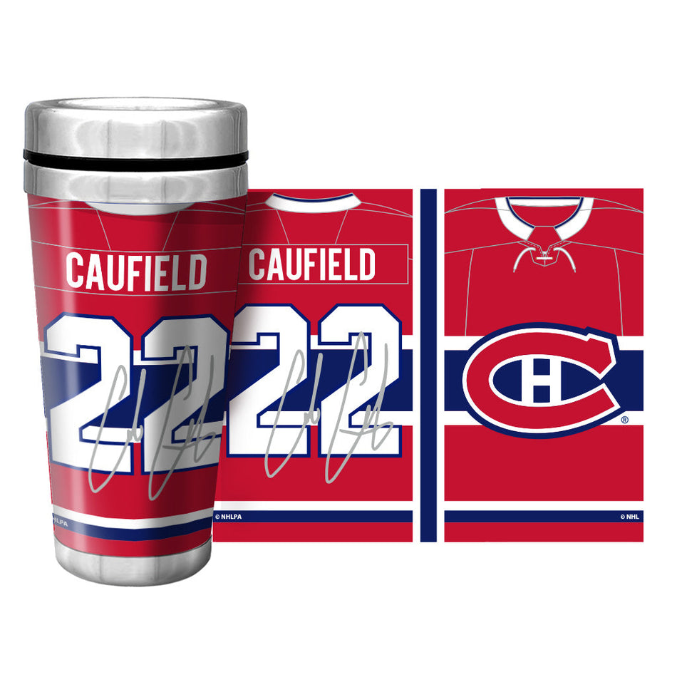 Montreal Canadiens Caufield Travel Mug Player Number with Replica Autograph