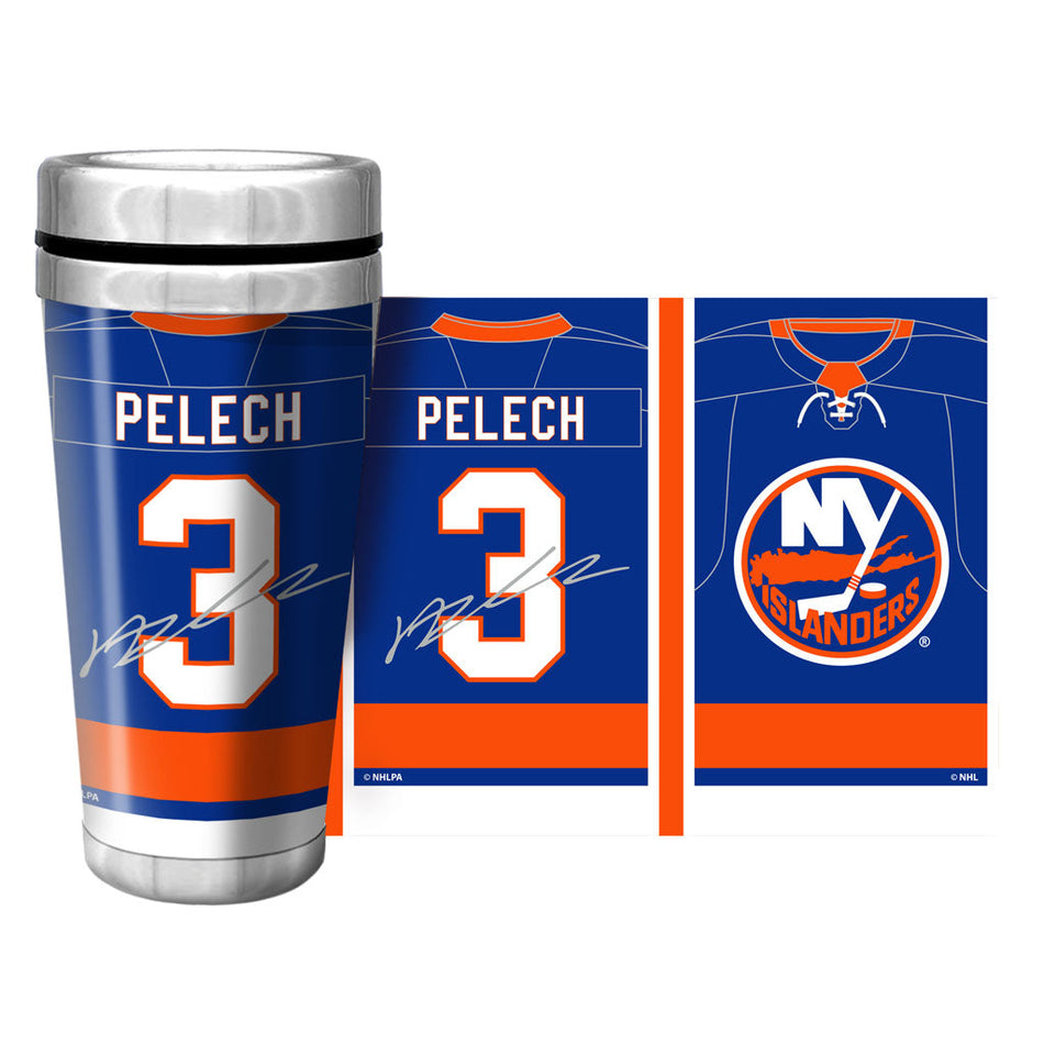 New York Islanders Adam Pelech Travel Mug - Full Wrap Replica Signature