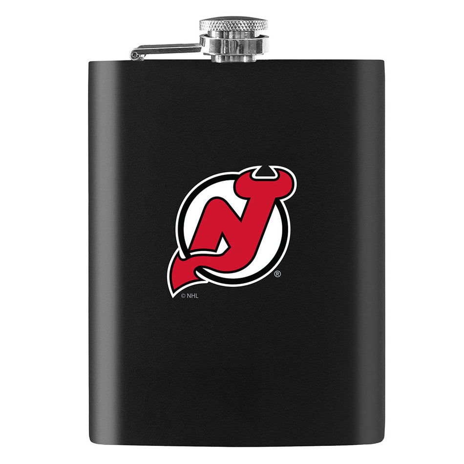 New Jersey Devils Flask - 8oz Black Embossed