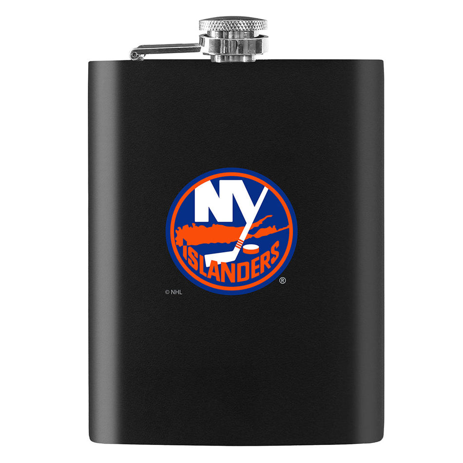New York Islanders Flask - 8oz Black Embossed