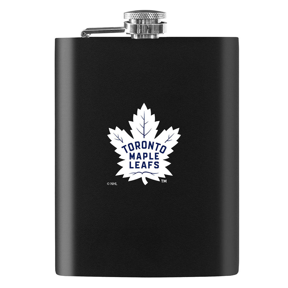 Toronto Maple Leafs Flask - 8oz Black Embossed